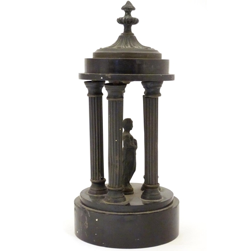 951 - A 19thC stylised model of the Temple of Venus on a turned marble socle. Approx. 9 3/4