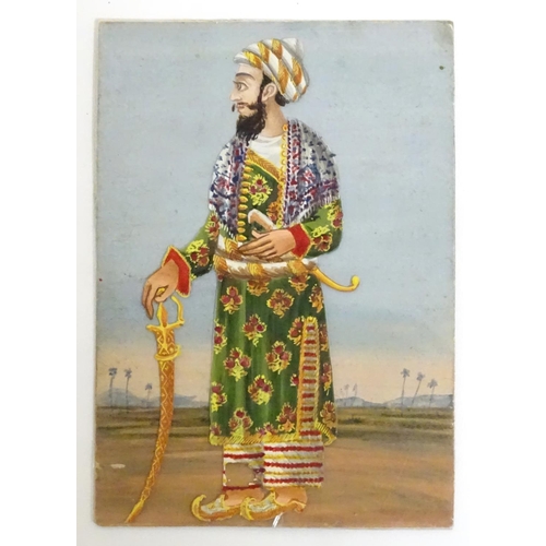 975 - A rare and unusual late 19thC Indian costume miniature game, comprising a hand painted base card dep... 