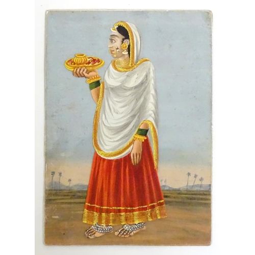 975 - A rare and unusual late 19thC Indian costume miniature game, comprising a hand painted base card dep... 