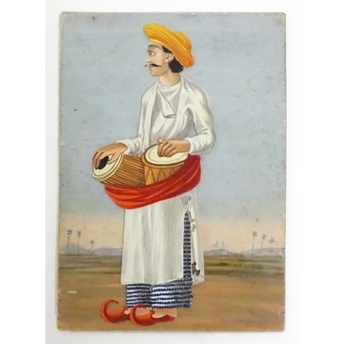 975 - A rare and unusual late 19thC Indian costume miniature game, comprising a hand painted base card dep... 