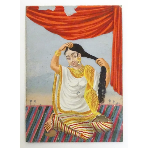 975 - A rare and unusual late 19thC Indian costume miniature game, comprising a hand painted base card dep... 