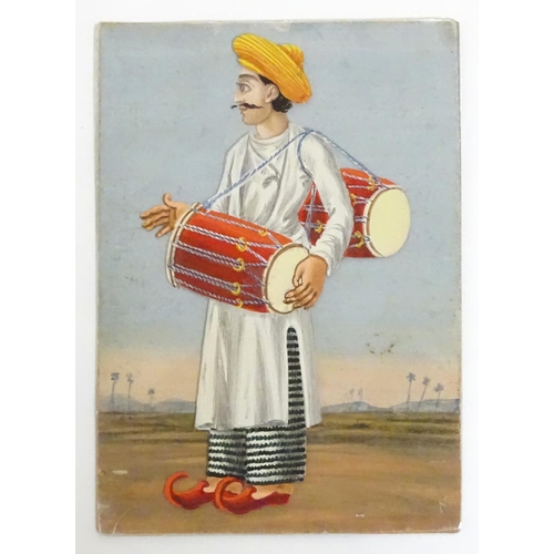 975 - A rare and unusual late 19thC Indian costume miniature game, comprising a hand painted base card dep... 