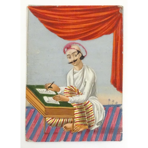 975 - A rare and unusual late 19thC Indian costume miniature game, comprising a hand painted base card dep... 