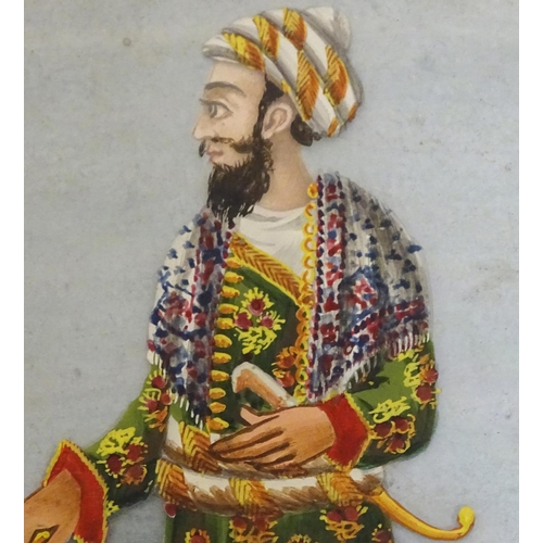 975 - A rare and unusual late 19thC Indian costume miniature game, comprising a hand painted base card dep... 