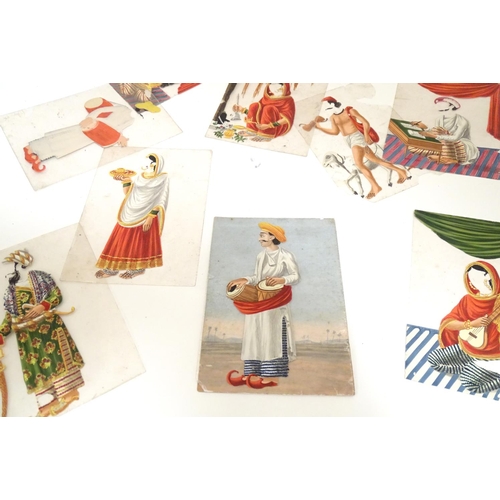 975 - A rare and unusual late 19thC Indian costume miniature game, comprising a hand painted base card dep... 