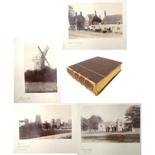 649 - A Victorian photograph album, containing numerous monochrome photographs of Northamptonshire landmar... 