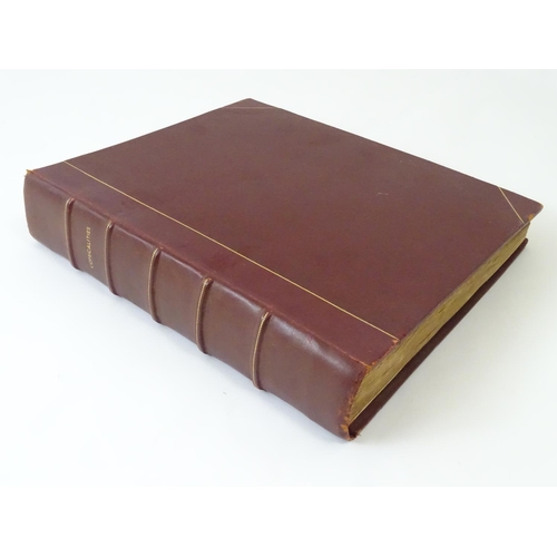 655 - A 19thC scrap book, bound in red leather, the spine with gold tooled lettering 'Comicalities', the i... 