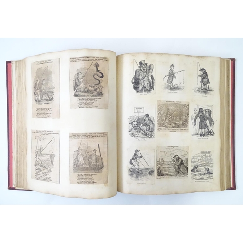 655 - A 19thC scrap book, bound in red leather, the spine with gold tooled lettering 'Comicalities', the i... 