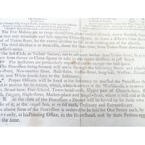 675 - A broadsheet order of division for the Grand Procession of Freemasons from St Paul's Church to the g... 