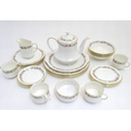 175 - A quantity of Royal Albert tea wares in the pattern Belinda, comprising teapot, milk jug, sugar, bow... 