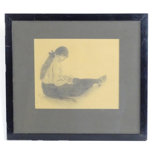 1649 - Luck, XX, Pencil drawing on paper, A portrait of a seated girl. Signed and dated 1919 lower right. A... 