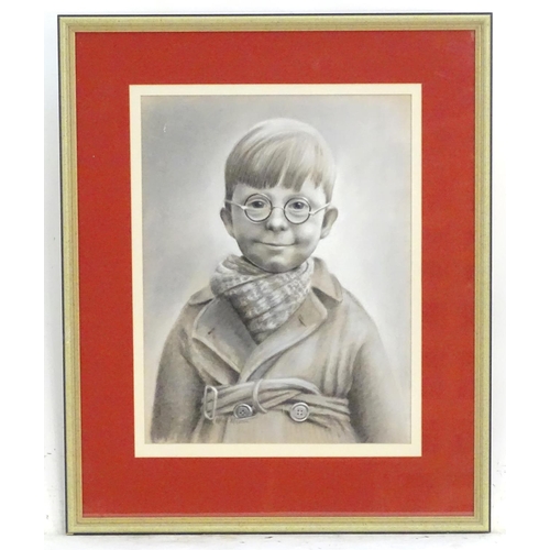 1653 - Helen M Craine, XX, Pastels, A portrait of a young boy with glasses. Signed and dated 1994 lower mid... 