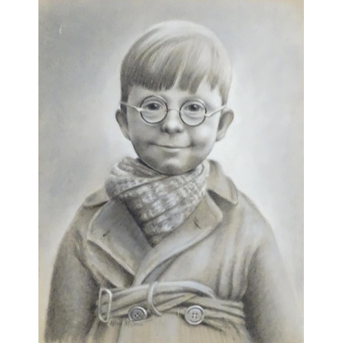 1653 - Helen M Craine, XX, Pastels, A portrait of a young boy with glasses. Signed and dated 1994 lower mid... 