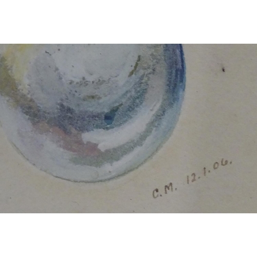 1686 - Initialled CM, possibly an early work by Cathleen Mann (1896-1959), Oil on paper, A still life study... 