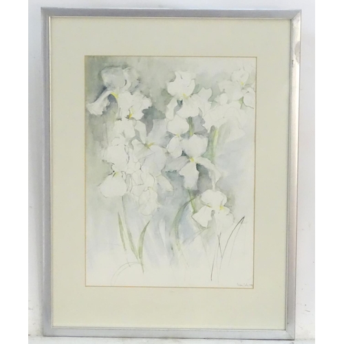 1689 - Tessa Cole, XX, Watercolour, White Irises, A still life study of flowers. Signed and dated 2004 lowe... 