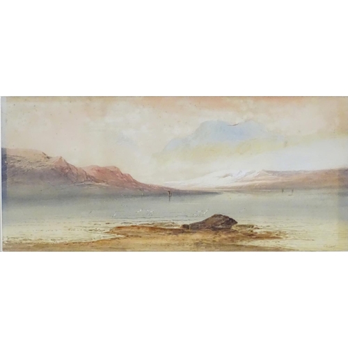 1690 - William Henry Earp (1831-1914), Watercolour, Sailboats on a loch surrounded by snow capped hills, wi... 