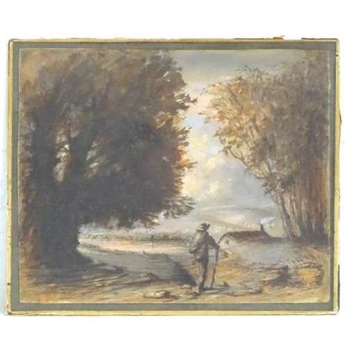 1693 - Abraham Quatremain (1814-1851), English School, Watercolour, A wooded landscape scene with a gentlem... 