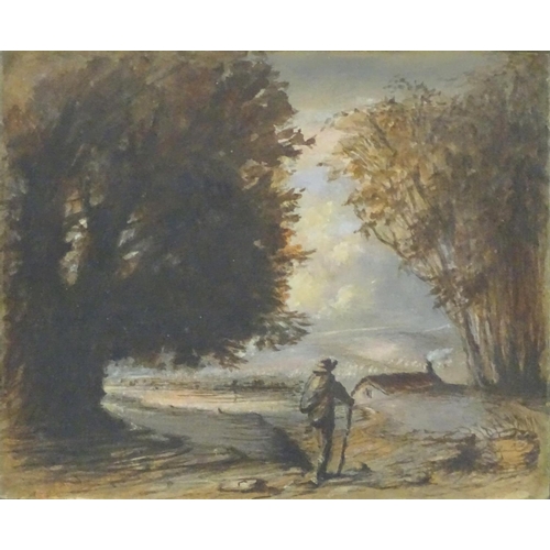 1693 - Abraham Quatremain (1814-1851), English School, Watercolour, A wooded landscape scene with a gentlem... 