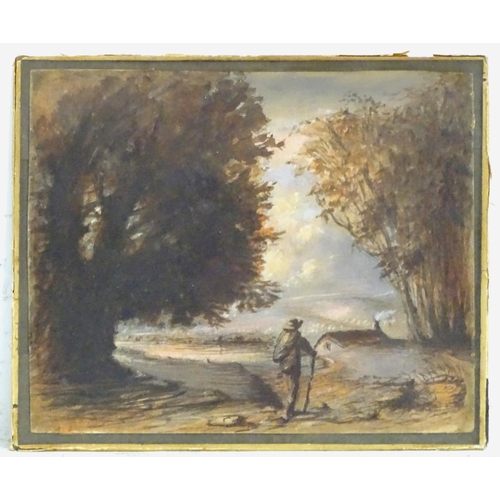 1693 - Abraham Quatremain (1814-1851), English School, Watercolour, A wooded landscape scene with a gentlem... 