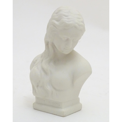 107 - A W. H. Goss parian bust depicting Lady Godiva. Marked verso. Approx. 4 1/4