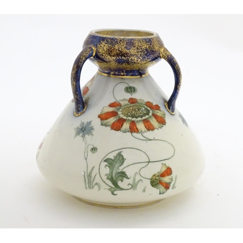 111 - An Art Nouveau tyg vase with a bulbous body decorated with tendril floral and foliate detail. Approx... 