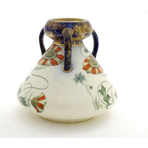 111 - An Art Nouveau tyg vase with a bulbous body decorated with tendril floral and foliate detail. Approx... 