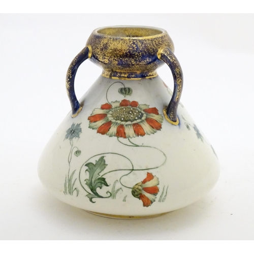 111 - An Art Nouveau tyg vase with a bulbous body decorated with tendril floral and foliate detail. Approx... 