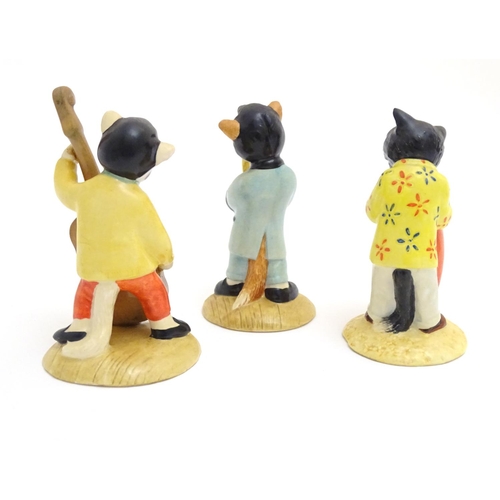 151 - Three Beswick models from the Cats Chorus series, comprising Catwalking Bass, model no. CC 6, One Co... 