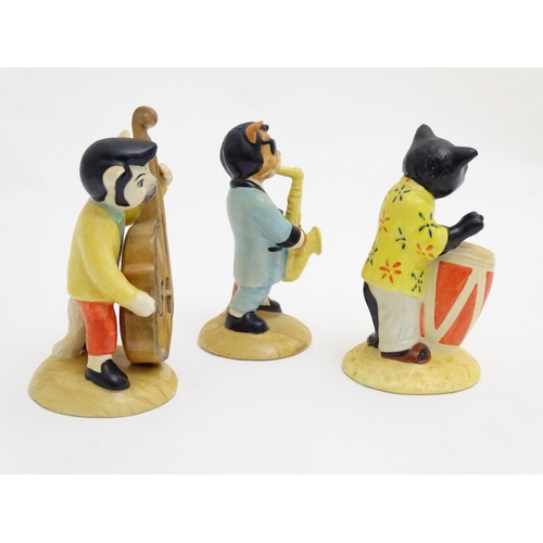 151 - Three Beswick models from the Cats Chorus series, comprising Catwalking Bass, model no. CC 6, One Co... 