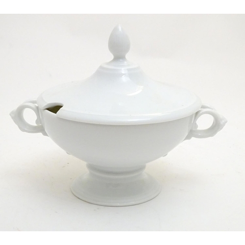 160 - A large white Rosenthal pedestal soup tureen and cover on stand, together with two smaller examples.... 