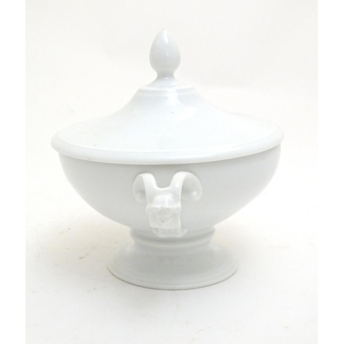 160 - A large white Rosenthal pedestal soup tureen and cover on stand, together with two smaller examples.... 