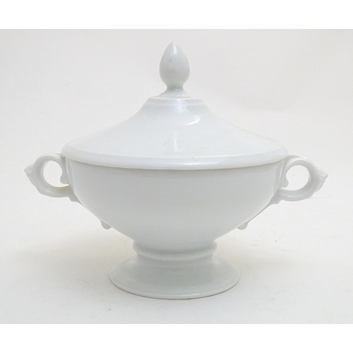 160 - A large white Rosenthal pedestal soup tureen and cover on stand, together with two smaller examples.... 