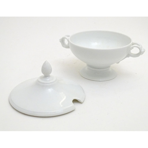 160 - A large white Rosenthal pedestal soup tureen and cover on stand, together with two smaller examples.... 