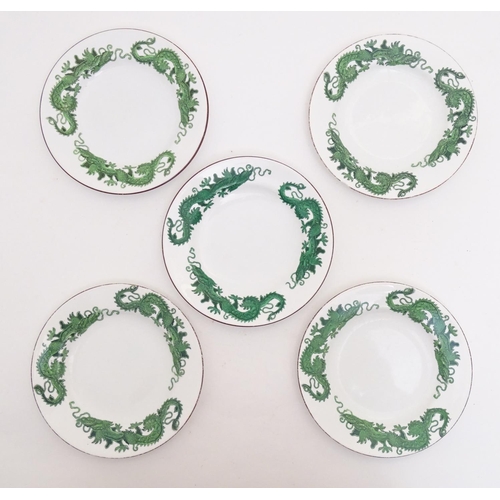 167 - Five Copeland Spode dessert plates with stylised dragon detail to borders. Produced for John Mortloc... 