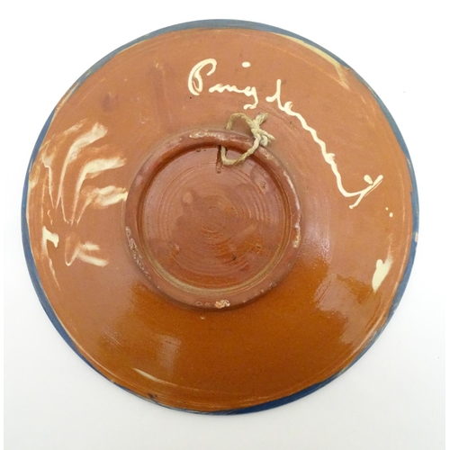 196 - A Spanish Puigdemont majolica slipware plate / charger with fish and coral decoration. Signed under.... 