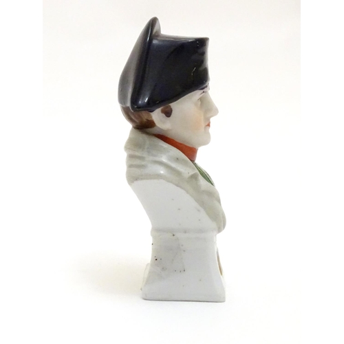 68 - A small Continental bust modelled as Emperor Napoleon. Marked under. Approx. 3