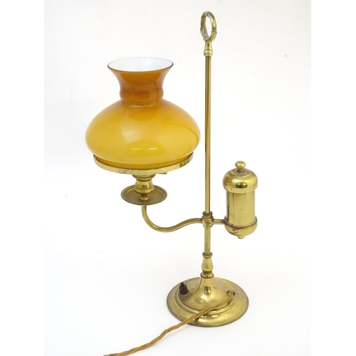 1520 - An Argand / quinquet style table lamp now converted to electricity with later Bakelite fitting/ Appr... 