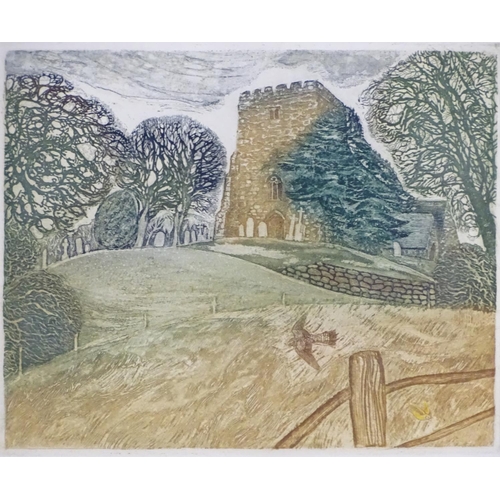 1718 - Robert Greenhalf (b. 1950), Limited edition hand coloured etching, no. 60/75, Withyham Church. Signe... 