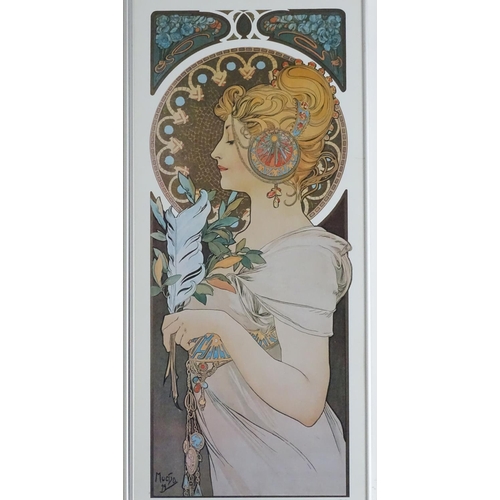 1733 - After Alphonse Mucha (1860-1939), Coloured prints, comprising Spring, depicting an Art Nouveau style... 