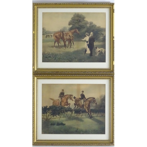 1736 - After Adrian Jones (1845–1938), XX, A pair of coloured prints, Two figures and a dog with horses, an... 