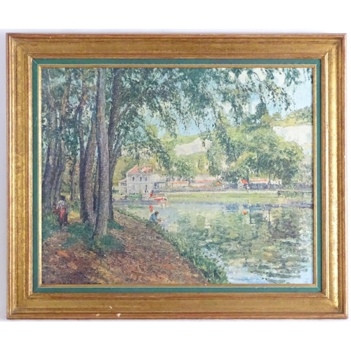 1740 - After Camille Pissaro (1830-1903), Textured art print, le canal du Loing. Together with a colour pri... 