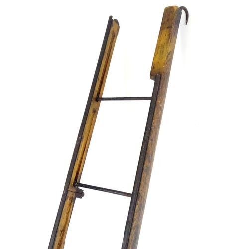 1536 - Garden & Architectural, Salvage: an 19thC Hodgkinson's Derby Patent folding portable ladder, in thre... 