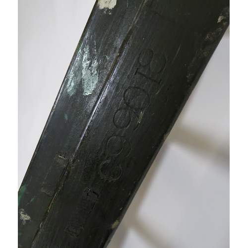 1537 - Salvage & Architectural Antiques: a green painted extending ladder, bearing label for Drew Clark & C... 