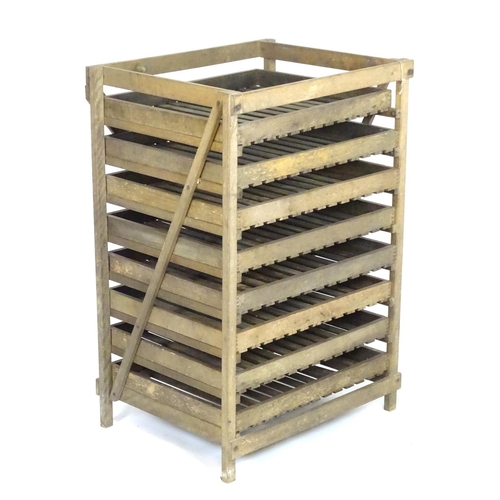 1540 - Salvage & Architectural Antiques: a mid 20thC apple crate storage unit, with eight tiers, 36