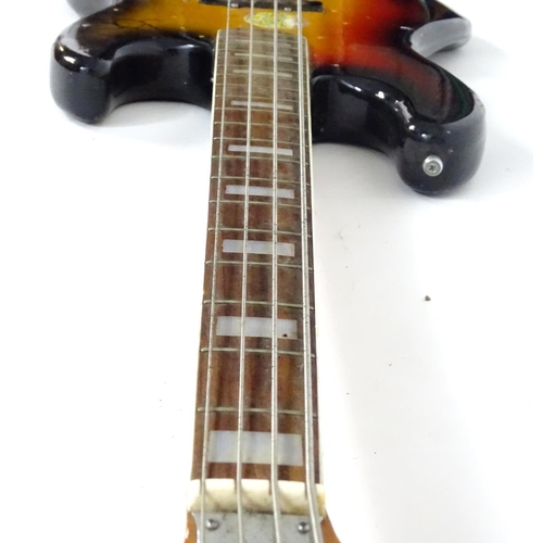 1228 - Musical Instrument: a c1980s Maya MJB-70 bass guitar, with sunburst finish, neck binding and block i... 
