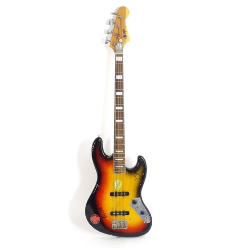 1228 - Musical Instrument: a c1980s Maya MJB-70 bass guitar, with sunburst finish, neck binding and block i... 