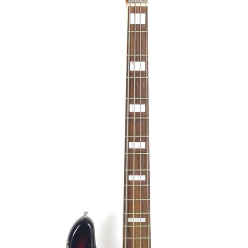 1228 - Musical Instrument: a c1980s Maya MJB-70 bass guitar, with sunburst finish, neck binding and block i... 
