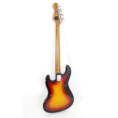 1228 - Musical Instrument: a c1980s Maya MJB-70 bass guitar, with sunburst finish, neck binding and block i... 