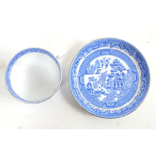 179 - A large quantity of assorted blue and white wares to include Wedgwood Willow pattern teapot, a Wedgw... 