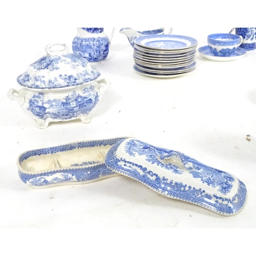 179 - A large quantity of assorted blue and white wares to include Wedgwood Willow pattern teapot, a Wedgw... 